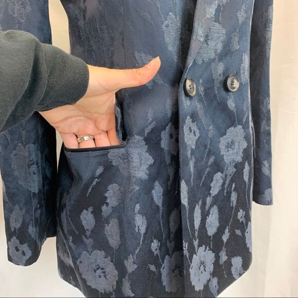 REISS Peony jacket jacquard double breasted blazer in navy Sz 6 NWOT - Picture 12 of 17